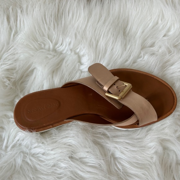 See by Chloe Sandals US 7.5, Beige White Slip On Leather - Picture 2 of 7